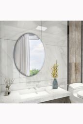 Living and Home European Style Frameless Beveled Edge Oval Bathroom Wall Mirror, 50cm W x 70cm H in Clear - Size: 50 cm W x 70 cm H - thumbnail 2