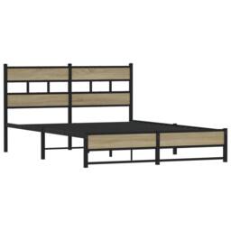 Berkfield Home Metal Bed Frame without Mattress Sonoma Oak 140x200 cm in Brown - thumbnail 3