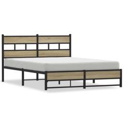 Berkfield Home Metal Bed Frame without Mattress Sonoma Oak 140x200 cm in Brown
