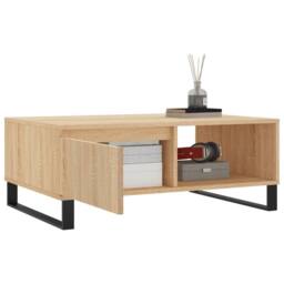 Berkfield Home Coffee Table Sonoma Oak 90x60x35 cm Engineered Wood in Light Oak - Size: 90 x 60 x 35 cm - thumbnail 4