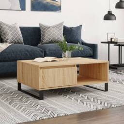Berkfield Home Coffee Table Sonoma Oak 90x60x35 cm Engineered Wood in Light Oak - Size: 90 x 60 x 35 cm - thumbnail 2