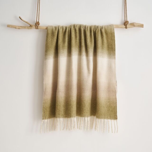 Allure Bath Fashions Ombre Faux Mohair Throw - Soft Fringed Blanket 130 x 170cm in Green - Size: 130 cm x 170 cm - image 1