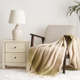 Allure Bath Fashions Ombre Faux Mohair Throw - Soft Fringed Blanket 130 x 170cm in Green - Size: 130 cm x 170 cm - thumbnail 3