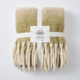 Allure Bath Fashions Ombre Faux Mohair Throw - Soft Fringed Blanket 130 x 170cm in Green - Size: 130 cm x 170 cm - thumbnail 2