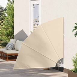 Berkfield Home Balcony Privacy Screen Folding Manual Beige 140 x 140 cm Fabric - thumbnail 3