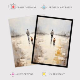Wee Blue Coo Wall Art Print Dog Walkers Dream Simple Calm Neutral Living Room Framed in Beige - Size: A4 - thumbnail 2