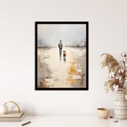 Wee Blue Coo Wall Art Print Dog Walkers Dream Simple Calm Neutral Living Room Framed in Beige - Size: A4 - thumbnail 4