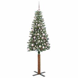 Berkfield Home Slim Christmas Tree with 300 LEDs Green & White 180 cm - thumbnail 2