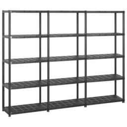 Berkfield Home Storage Shelf 5-Tier Black 213x38x170 cm Plastic - Size: 213 x 38 x 170 cm - thumbnail 2
