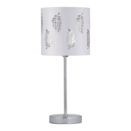 First Choice Lighting Set of 2 Chrome Stick Table Lamps with White Fern Shades in Silver - thumbnail 2