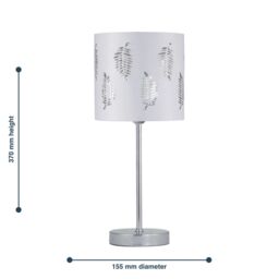 First Choice Lighting Set of 2 Chrome Stick Table Lamps with White Fern Shades in Silver - thumbnail 5