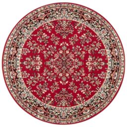 THE RUGS Velours Vintage Soft Pile Oriental Style Living Room Rug in Red - Size: 140 cm diameter - thumbnail 4