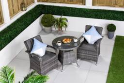 Thats Furniture Arizona Round Rattan Garden Bistro Table & Chairs Set 2 Seater in Grey - thumbnail 2