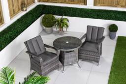 Thats Furniture Arizona Round Rattan Garden Bistro Table & Chairs Set 2 Seater in Grey - thumbnail 5