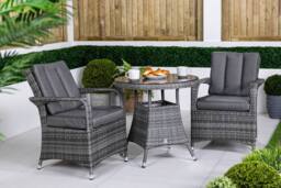 Thats Furniture Arizona Round Rattan Garden Bistro Table & Chairs Set 2 Seater in Grey - thumbnail 3