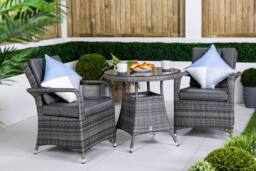 Thats Furniture Arizona Round Rattan Garden Bistro Table & Chairs Set 2 Seater in Grey - thumbnail 1