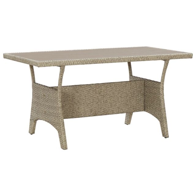 Berkfield Home Garden Table Grey 120x70x66 cm Poly Rattan - Size: 120 x 70 x 66 cm