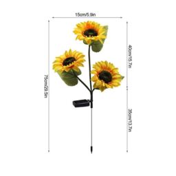 Garden Greatness 3 Head Solar Sunflower Garden Light Outdoor LED Stake - Size: 1 Pack - thumbnail 4