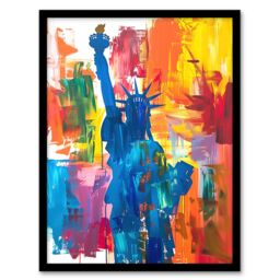 "Artery8 Statue of Liberty NYC Colourful Bright Acrylic Framed Art Print - Size: W12"" x H16""" - thumbnail 1