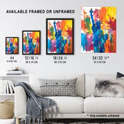 "Artery8 Statue of Liberty NYC Colourful Bright Acrylic Framed Art Print - Size: W12"" x H16""" - thumbnail 3