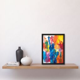 "Artery8 Statue of Liberty NYC Colourful Bright Acrylic Framed Art Print - Size: W12"" x H16""" - thumbnail 4