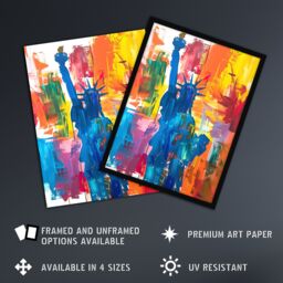 "Artery8 Statue of Liberty NYC Colourful Bright Acrylic Framed Art Print - Size: W12"" x H16""" - thumbnail 2