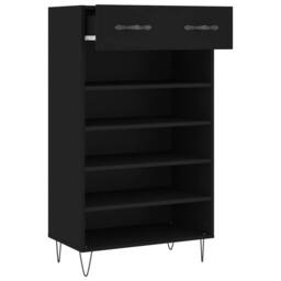 Berkfield Home Shoe Cabinet Black 60x35x105 cm Engineered Wood - Size: 60 x 35 x 105 cm - thumbnail 5