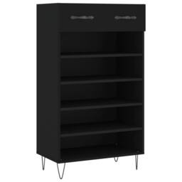 Berkfield Home Shoe Cabinet Black 60x35x105 cm Engineered Wood - Size: 60 x 35 x 105 cm - thumbnail 3