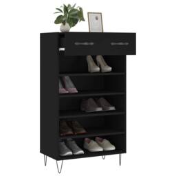 Berkfield Home Shoe Cabinet Black 60x35x105 cm Engineered Wood - Size: 60 x 35 x 105 cm - thumbnail 4