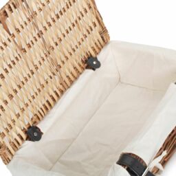 Red Hamper Wicker Empty Rectangular Gift Cotton Lined Basket in White - thumbnail 5