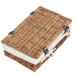 Red Hamper Wicker Empty Rectangular Gift Cotton Lined Basket in White - thumbnail 4
