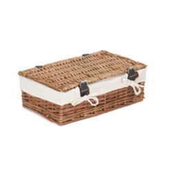 Red Hamper Wicker Empty Rectangular Gift Cotton Lined Basket in White - thumbnail 2