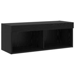 Berkfield Home 8 Piece TV Wall Units with LED Black Oak Engineered Wood - thumbnail 7