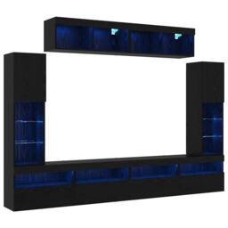 Berkfield Home 8 Piece TV Wall Units with LED Black Oak Engineered Wood - thumbnail 1