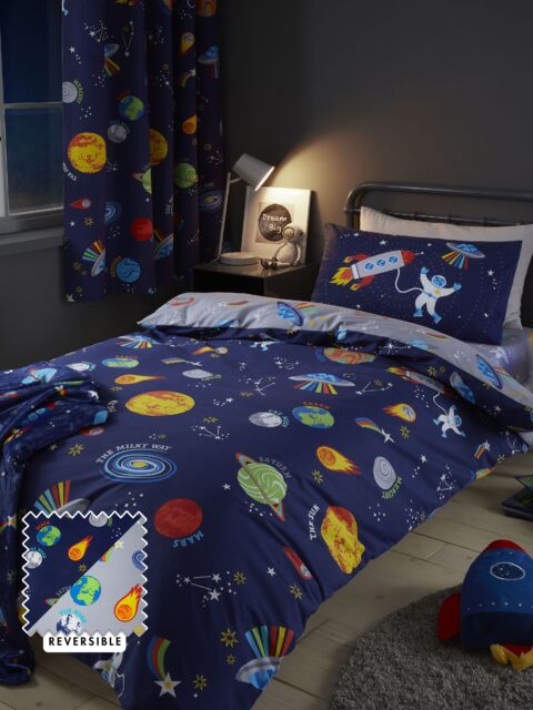 Catherine Lansfield 'Lost In Space' Duvet Cover Set in Blue - Size: Single - image 1