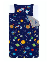 Catherine Lansfield 'Lost In Space' Duvet Cover Set in Blue - Size: Single - thumbnail 5
