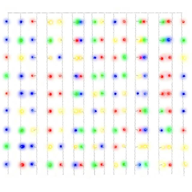 Berkfield Home LED Curtain Fairy Lights 3x3m 300 LED Colourful 8 Function - image 1