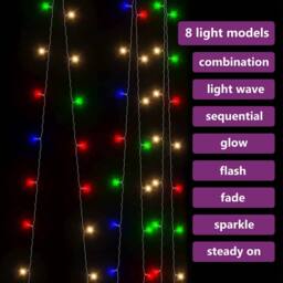 Berkfield Home LED Curtain Fairy Lights 3x3m 300 LED Colourful 8 Function - thumbnail 5