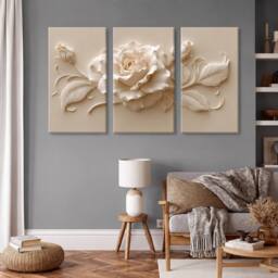 "Mafett Luxury Beige Rose Canvas Wall Art Print Set - Size: W24"" x H32""" - thumbnail 1