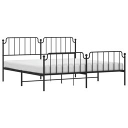 Berkfield Home Metal Bed Frame with Headboard & Footboard Black 193x203 cm - thumbnail 3