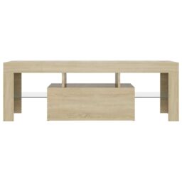 Berkfield Home TV Cabinet with LED Lights Sonoma Oak 120x35x40 cm in Brown - Size: 120 x 35 x 40 cm - thumbnail 5