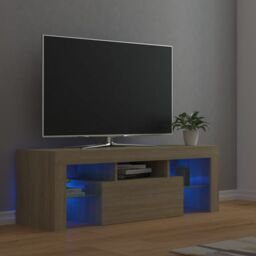 Berkfield Home TV Cabinet with LED Lights Sonoma Oak 120x35x40 cm in Brown - Size: 120 x 35 x 40 cm - thumbnail 1
