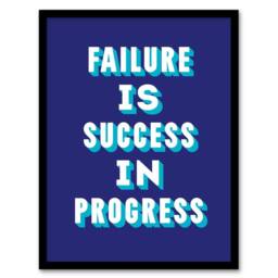 Artery8 Failure Is Success In Progress Blue Motivational Framed Wall Art Print - Size: A4 - thumbnail 1
