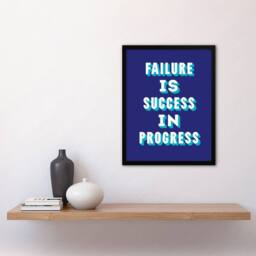 Artery8 Failure Is Success In Progress Blue Motivational Framed Wall Art Print - Size: A4 - thumbnail 4