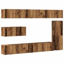 Berkfield Home Classic 7 Piece TV Cabinet Set Wall-mounted Old Wood Engineered Wood - thumbnail 3