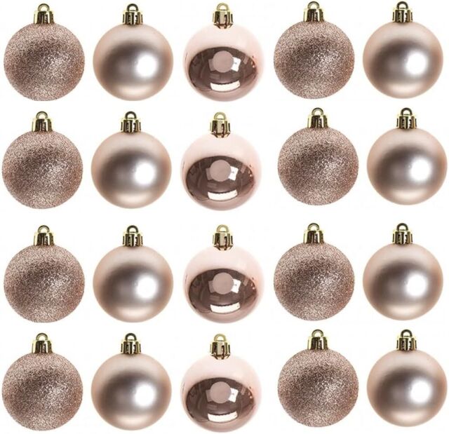 Shatchi 50mm/12Pcs Christmas Baubles Shatterproof Rose Gold, Tree Decorations in Gold - image 1