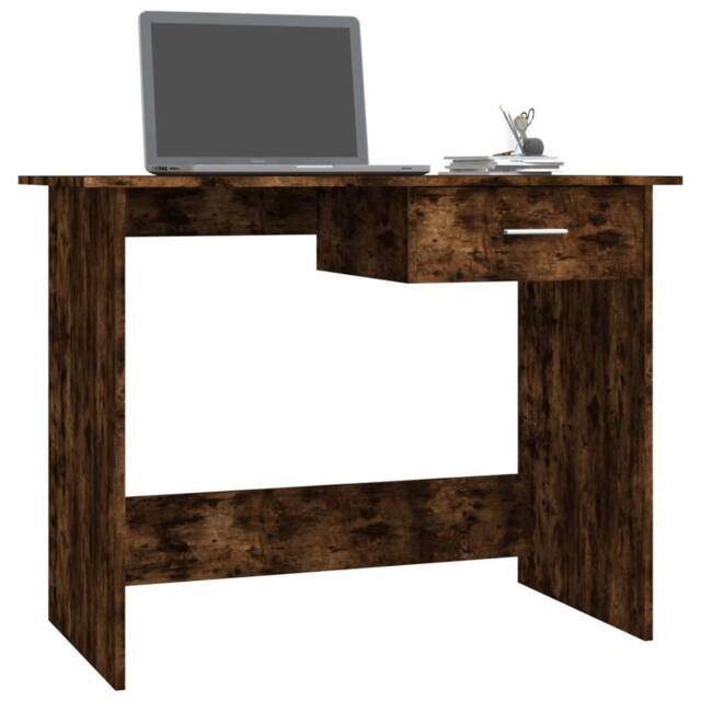 Berkfield Home Elegant Desk Smoked Oak 100x50x76 cm Engineered Wood in Brown - Size: 100 x 50 x 76 cm - image 1