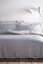 Yard Hebden Striped 100% Cotton Duvet Cover Set in Navy - Size: King