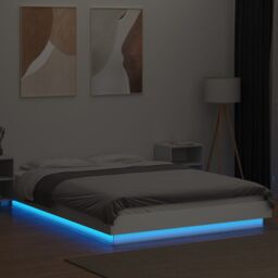 Berkfield Home Bed Frame with LED Lights without Mattress White 140x190cm - Size: 140x190 cm - thumbnail 4