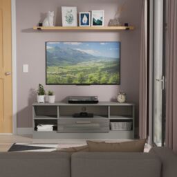 Ready Assembled 2 U Windsor Wide 1 Drawer TV & Media Unit (Ready Assembled) in Dark Grey - thumbnail 1